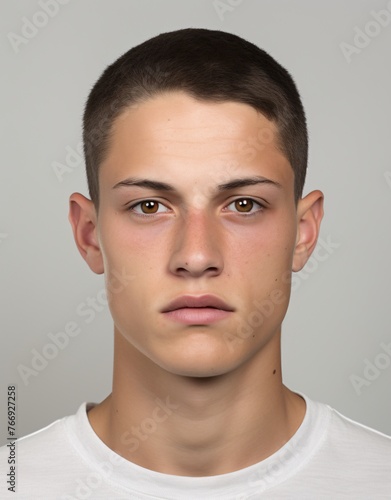 ID Photo: Young Caucasian Man in T-shirt for Passport 03
