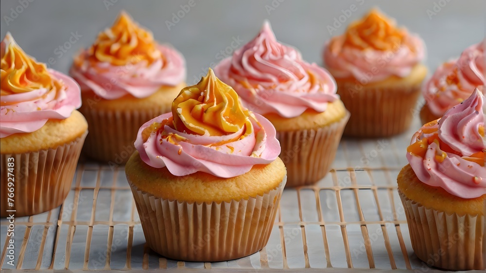 cupcakes with cream and icing, ai generated