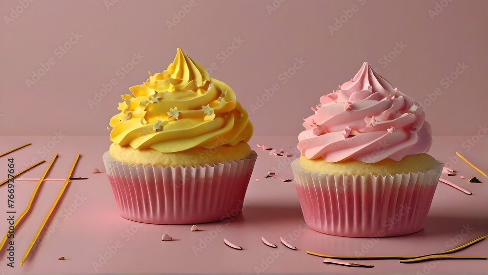 cupcake with icing and sprinkles, ai generated