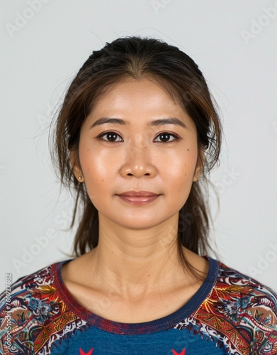 ID Photo: Thailandese Woman in T-shirt for Passport 02 photo
