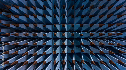 Closeup view of anechoic chamber wall.