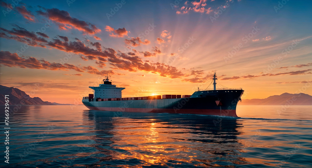 Seascape with container ship Seascape with container ship