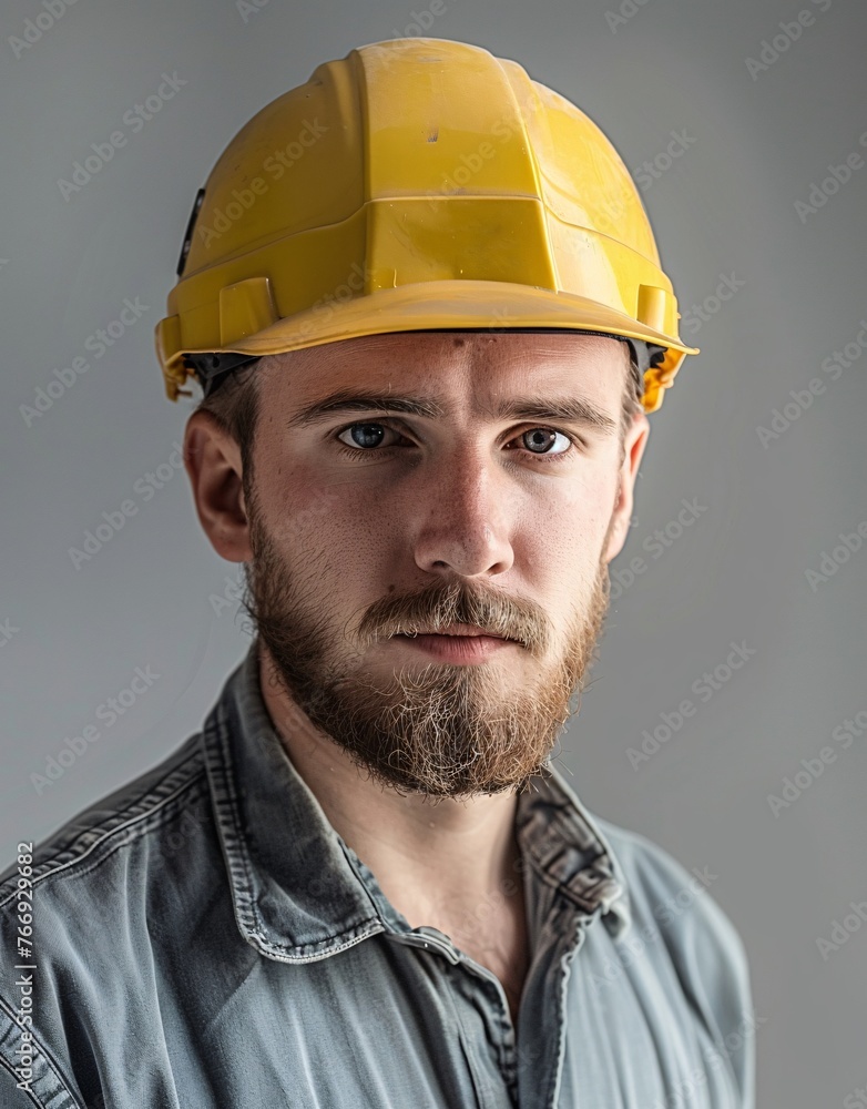 ID Photo: A man wearing a safety helmet for Passport 01 ID Photo: A man wearing a safety helmet for Passport 01