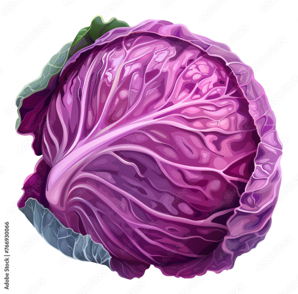 Obraz premium Purple cabbage with vibrant leaves, cut out - stock png.