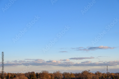 Dawn sky over the silhouette of Scarborough  Ontario  Canada