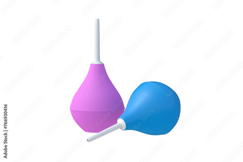 Two enemas isolated on white background. 3d render Two enemas isolated on white background. 3d render