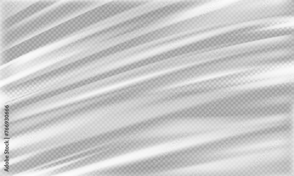 Obraz premium Transparent stretched plastic or polyethylene wrap with grunge overlay texture effect. Realistic cellophane or plastic warp mockup for food product business. Plastic film or foil paper in social media