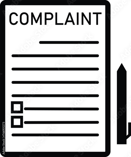 Complaint icon. Claim petition sign. Form application filling symbol. Petition logo. flat style.