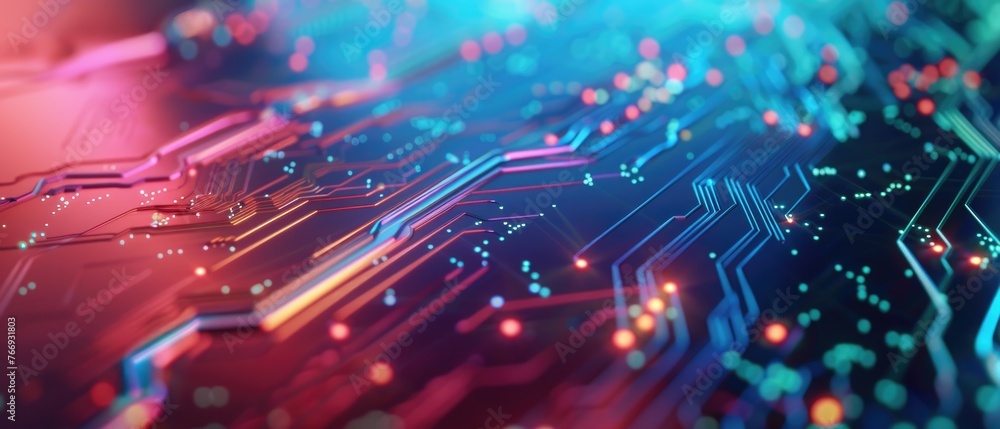 Abstract computer lines and circuit board art over a gentle blue blur Abstract computer lines and circuit board art over a gentle blue blur