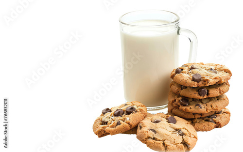 Cookie Delight: A Morning Meal with Milk isolated on transparent Background