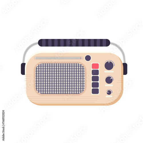Retro style audio, tape recorder, music player from 90s, sketch illustration isolated on white background. Hand drawn set of tape recorder, audio tape, music player