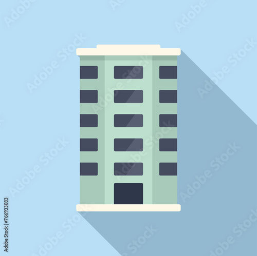 House multistory building icon flat vector. Floor city gym. Home modern block