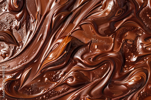 Generative ai on the theme of beautiful tasty liquid chocolate on wave abstract dark background