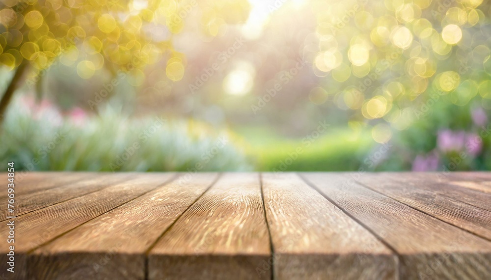 Spring beautiful background, wooden table, nature, warm sunlight, outdoor garden, greenary, flowering branches. Spring beautiful background, wooden table, nature, warm sunlight, outdoor garden, greenary, flowering branches.