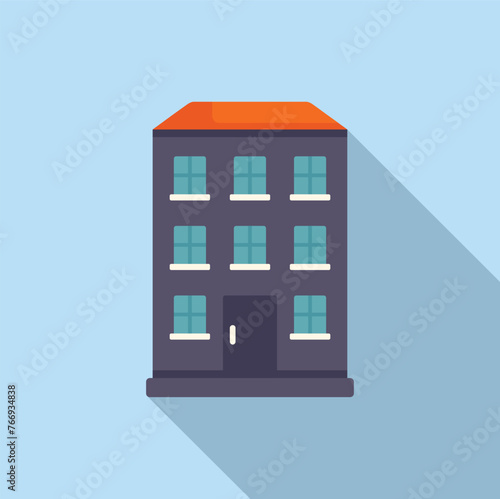 Exterior multistory building icon flat vector. Street estate. Residential town
