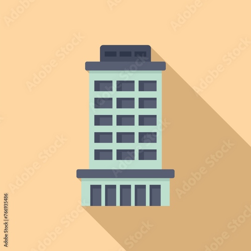 Clinic multistore building icon flat vector. City urban area. Front exterior