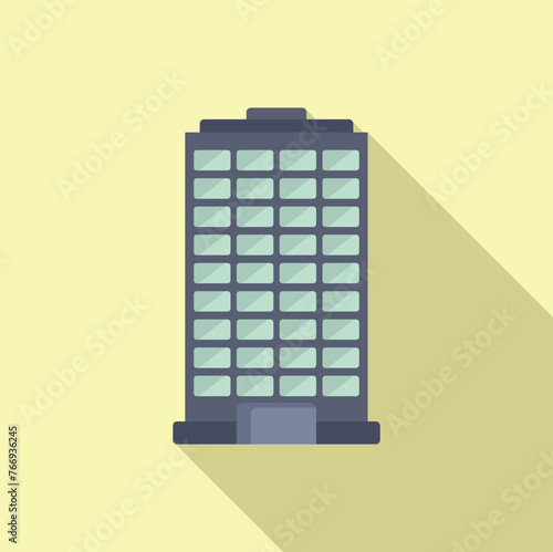 Residential town icon flat vector. Multistory building area. Hotel project