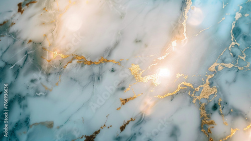 Sunlight gleaming through marbled textures with golden veins. © VK Studio