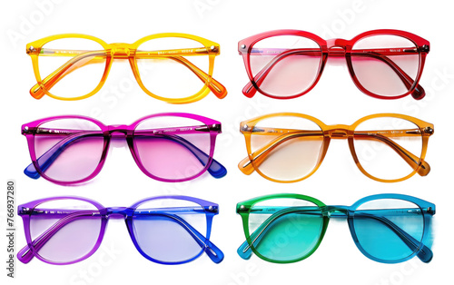 Assorted Rainbow Glasses isolated on transparent Background