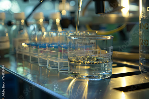 Experiment being conducted in a science research lab