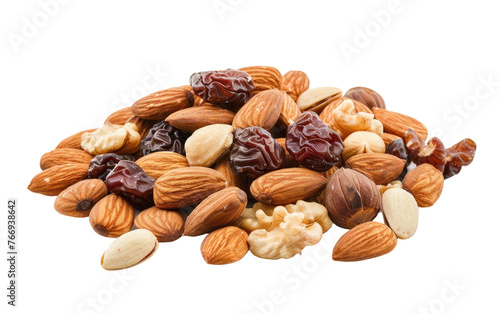 Almonds and Dehydrated Fruits isolated on transparent Background