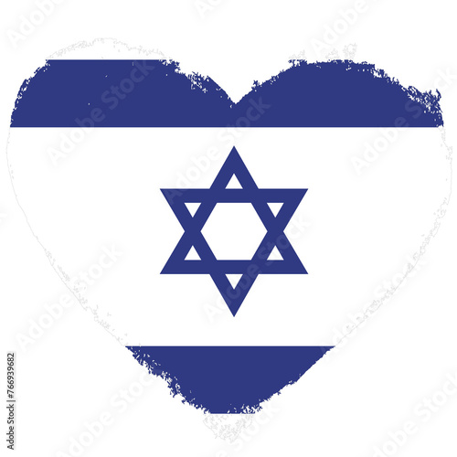Israel flag in heart shape isolated on transparent background.