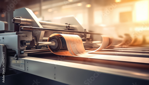 A machine is printing a roll of paper photo