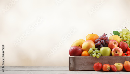 A white background with a variety of fruits and vegetables
