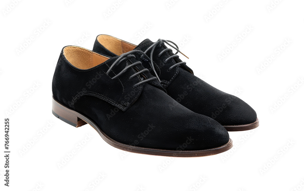 Stylish Men's Black Suede Footwear isolated on transparent Background