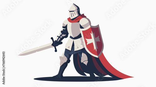 Medieval Knight Flat vector isolated on white