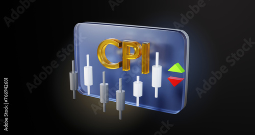 Consumer Price Index, CPI sign with candle, 3d rendering