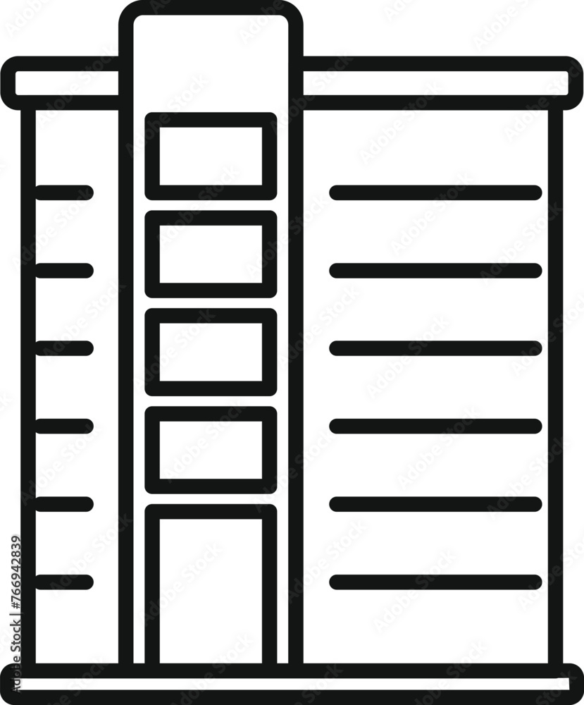 New plan multistory building icon outline vector. Exterior block. Front construction New plan multistory building icon outline vector. Exterior block. Front construction
