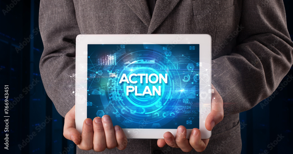 Person holding tablet, business concept Person holding tablet, business concept