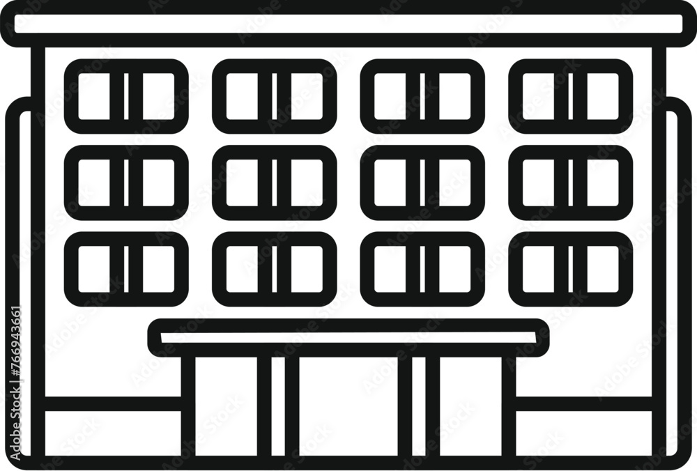 Clinic building icon outline vector. Real estate company. Street exterior area Clinic building icon outline vector. Real estate company. Street exterior area