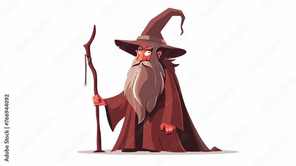 Old Wizard Flat vector isolated on white background -