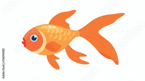 One goldfish on white background Flat vector 