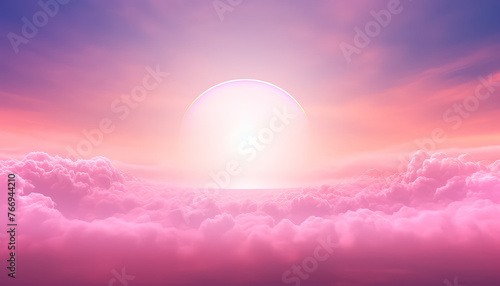 A pink sky with a sun in the middle