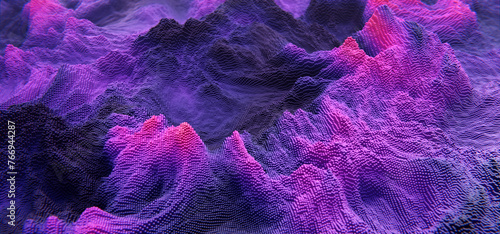 Abstract purple cubic landscape technology background. Technology concept