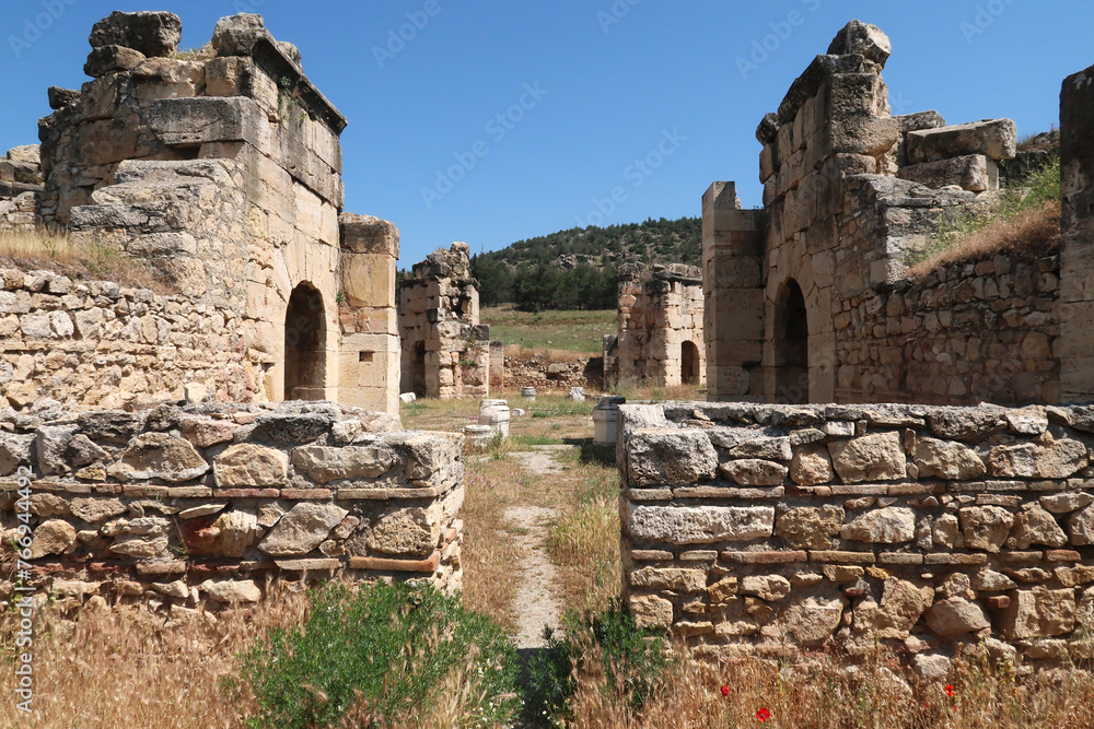Path into the St. Philip Marytrium at the archaeological site of Hierapolis, Pamukkale, Denizli, Turkey