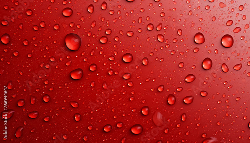 A red background with many drops of water