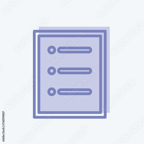 Menu Icon in trendy two tone style isolated on soft blue background