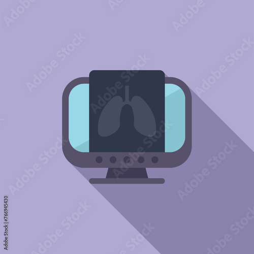 Lungs fluorography icon flat vector. Computer control health. Room department