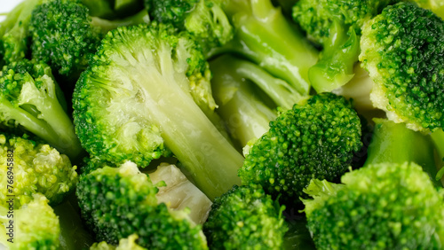 Fresh broccoli in plate. Healthy food, vegetarian cuisine