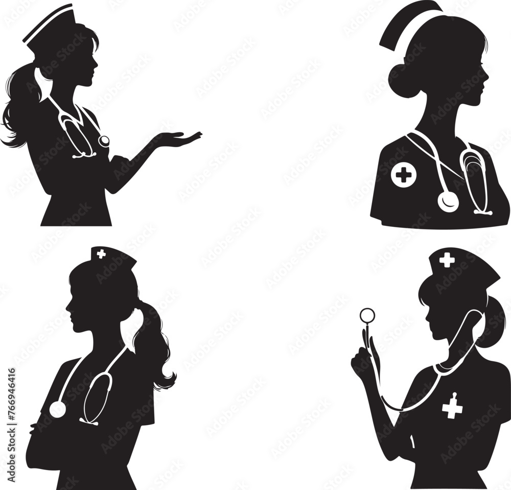 A Nurse girl Woman Silhouette 8.eps