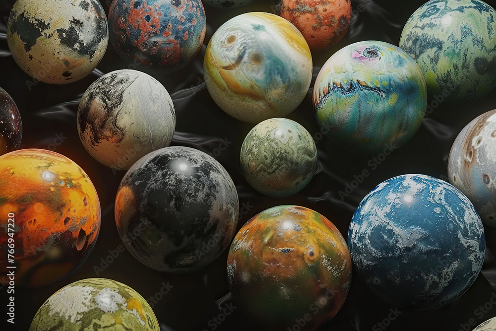 Generative ai on theme of parade of planets in solar system, bright stars glow in atmosphere Generative ai on theme of parade of planets in solar system, bright stars glow in atmosphere