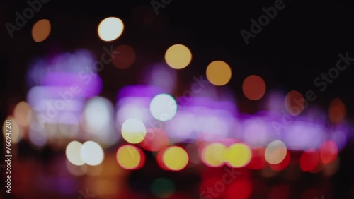 Wallpaper Mural Champs-Elysees city street with defocused traffic lights at night in Paris Torontodigital.ca