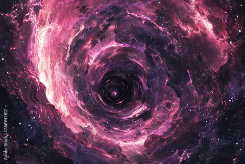 Generative ai on theme of black hole in deep space, universe filled with bright small stars