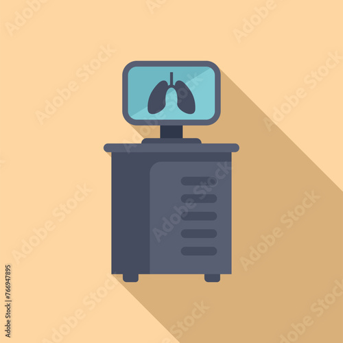 Lungs computer diagnostic icon flat vector. Anatomy health. Department examination