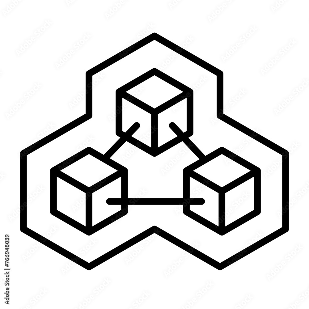blockchain. The three cubes are connected in a safe area. blockchain. The three cubes are connected in a safe area.