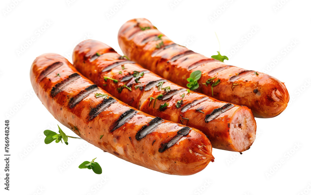 Flame-Kissed Sausages isolated on transparent Background Flame-Kissed Sausages isolated on transparent Background